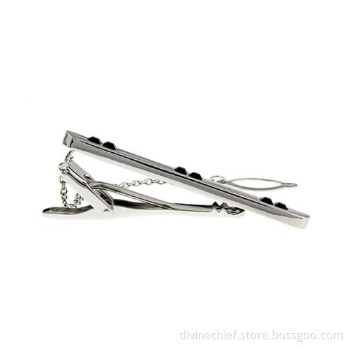 Fashion High End Metal Tie Clip With Black Crystal In Cuff Links & Tie Clips